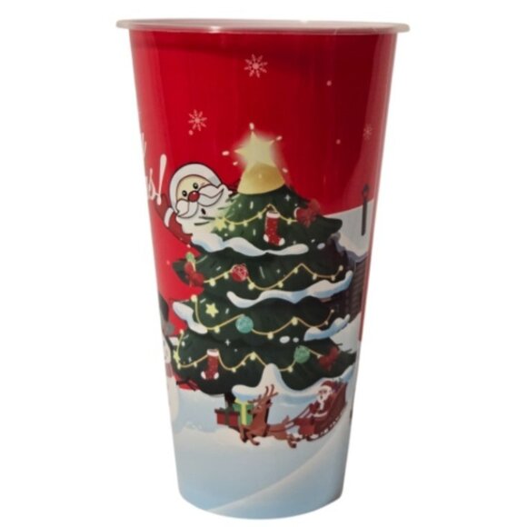 3 Pc. Christmas-Themed Large Gift Bag 1 Pair Socks Plastic Tumbler Gift Set NEW - Picture 15 of 16